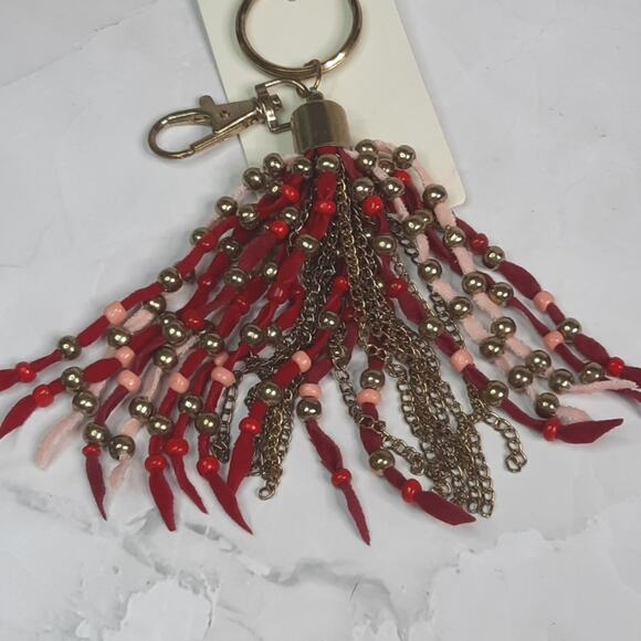 Mia Collection Red Beaded Fringe Key Chain - Picture 3 of 5